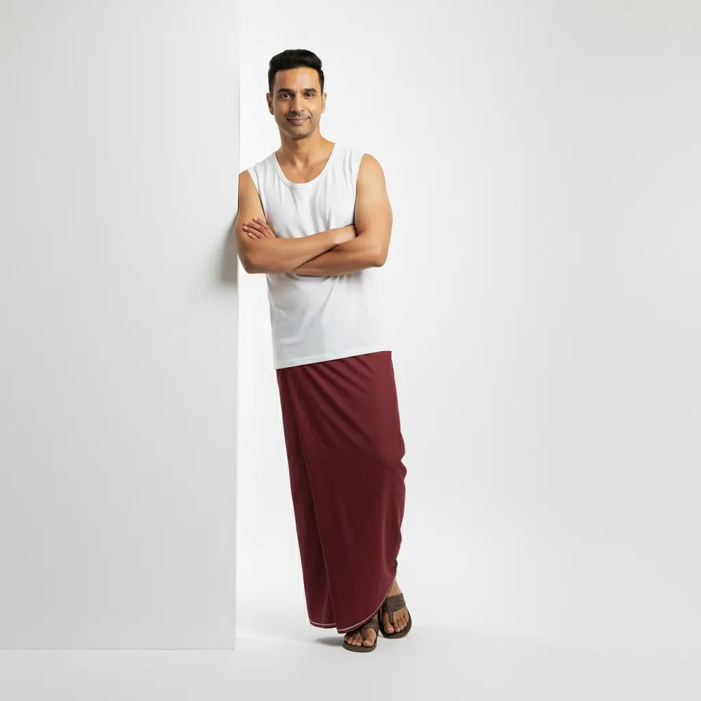 এটিএম লুঙ্গি সুপার ডিলাক্স মেরুন কালার - Image 4