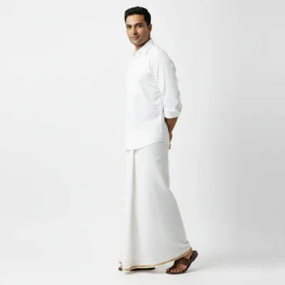 ATM Gold Premium White Lungi