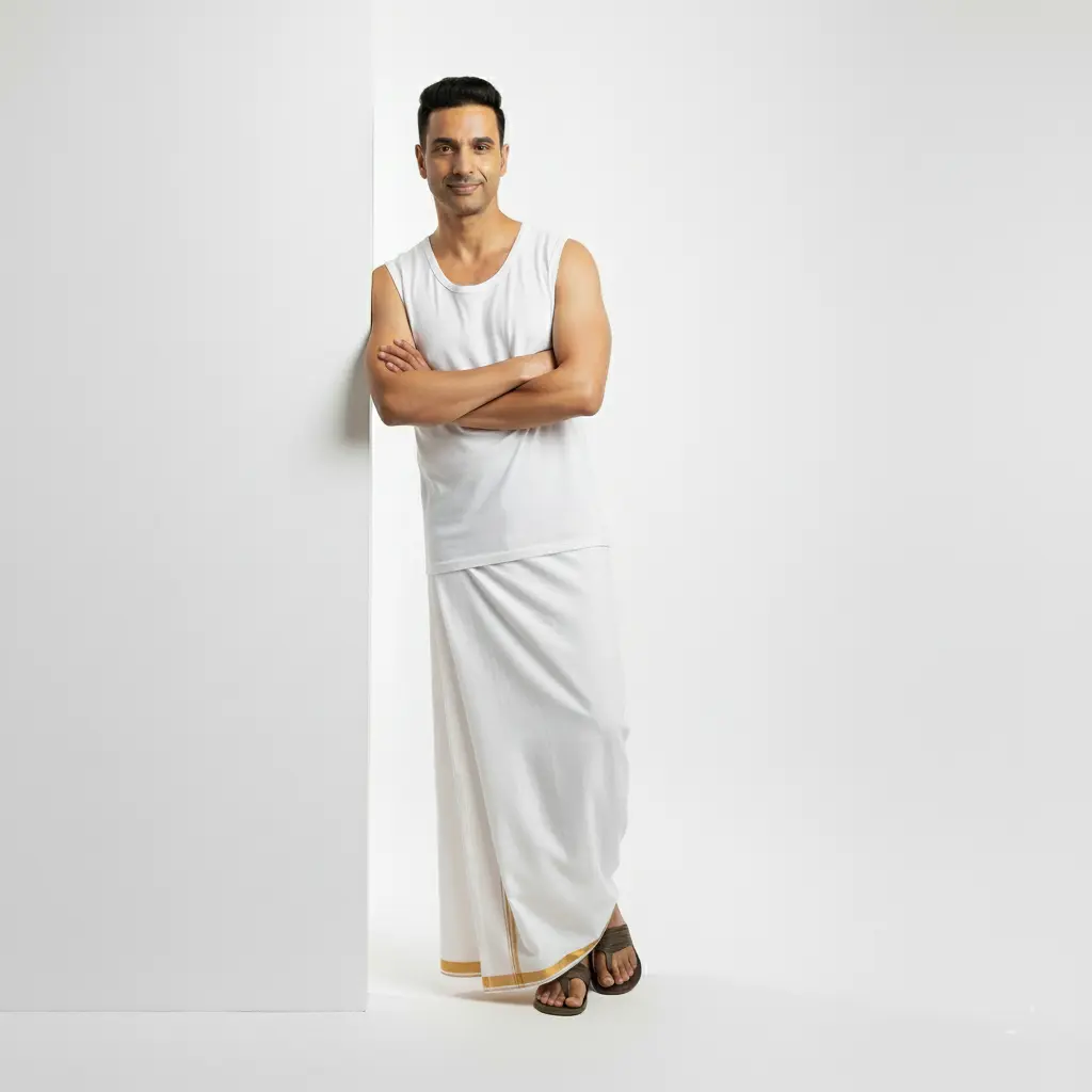 এটিএম লুঙ্গি সুপার ডিলাক্স সাদা কালার - Image 2