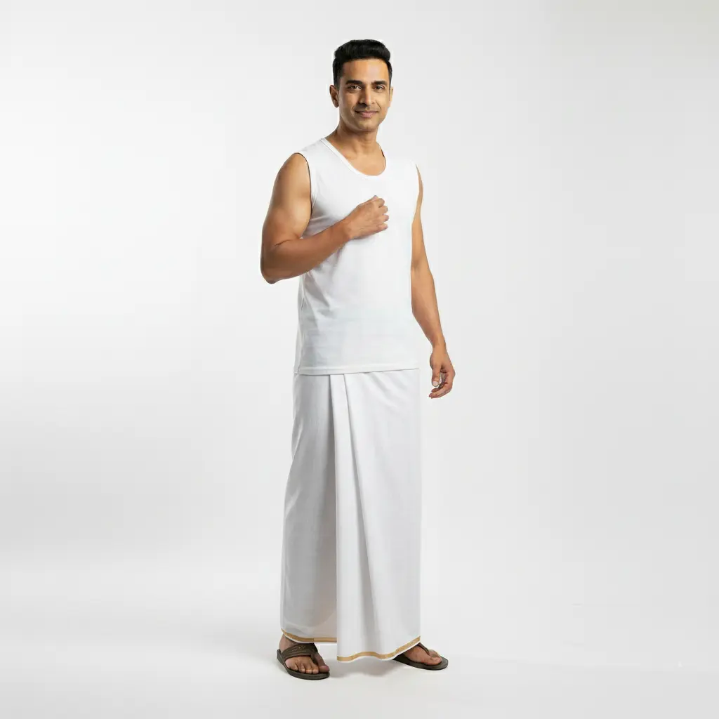 এটিএম লুঙ্গি সুপার ডিলাক্স সাদা কালার - Image 4