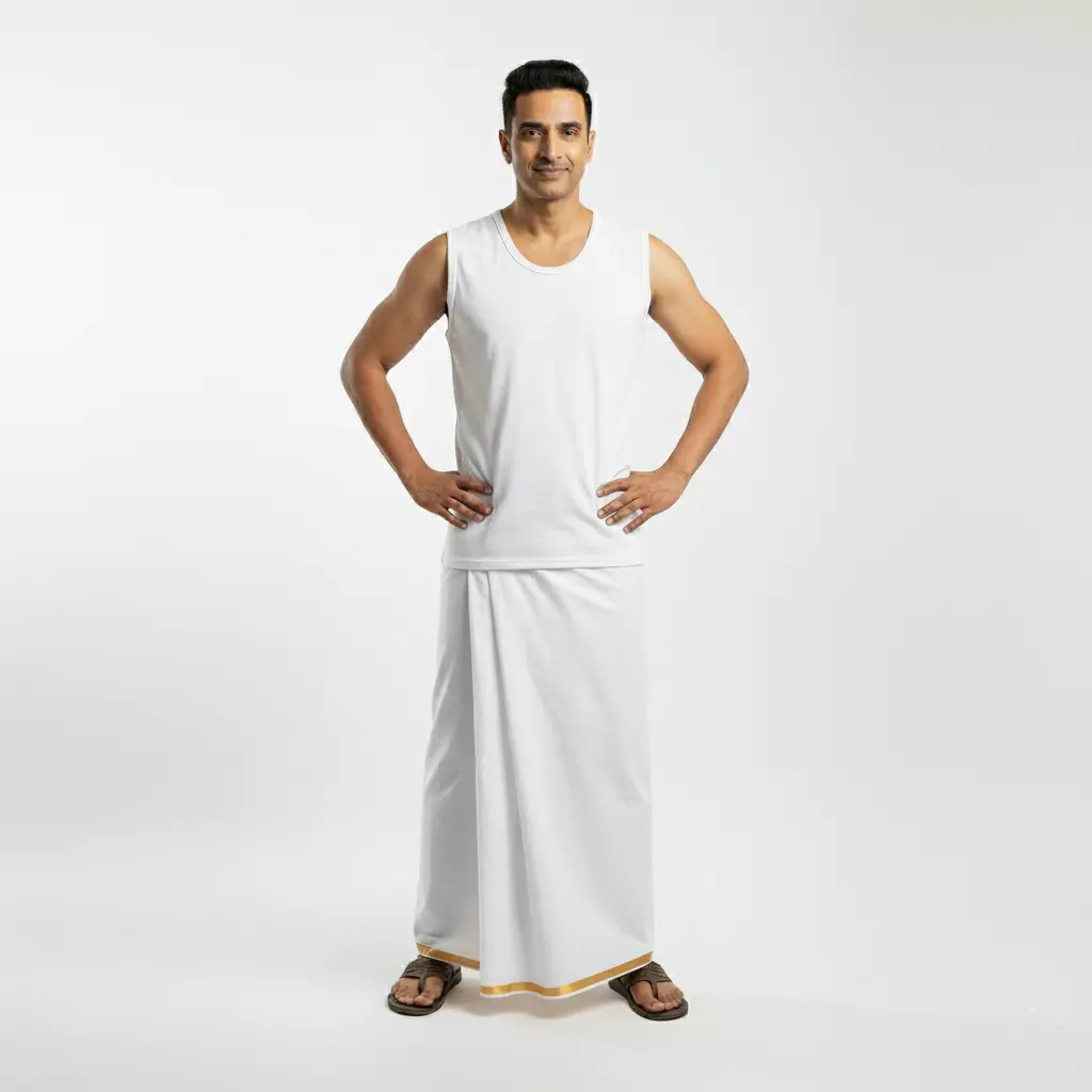 এটিএম লুঙ্গি সুপার ডিলাক্স সাদা কালার - Image 3